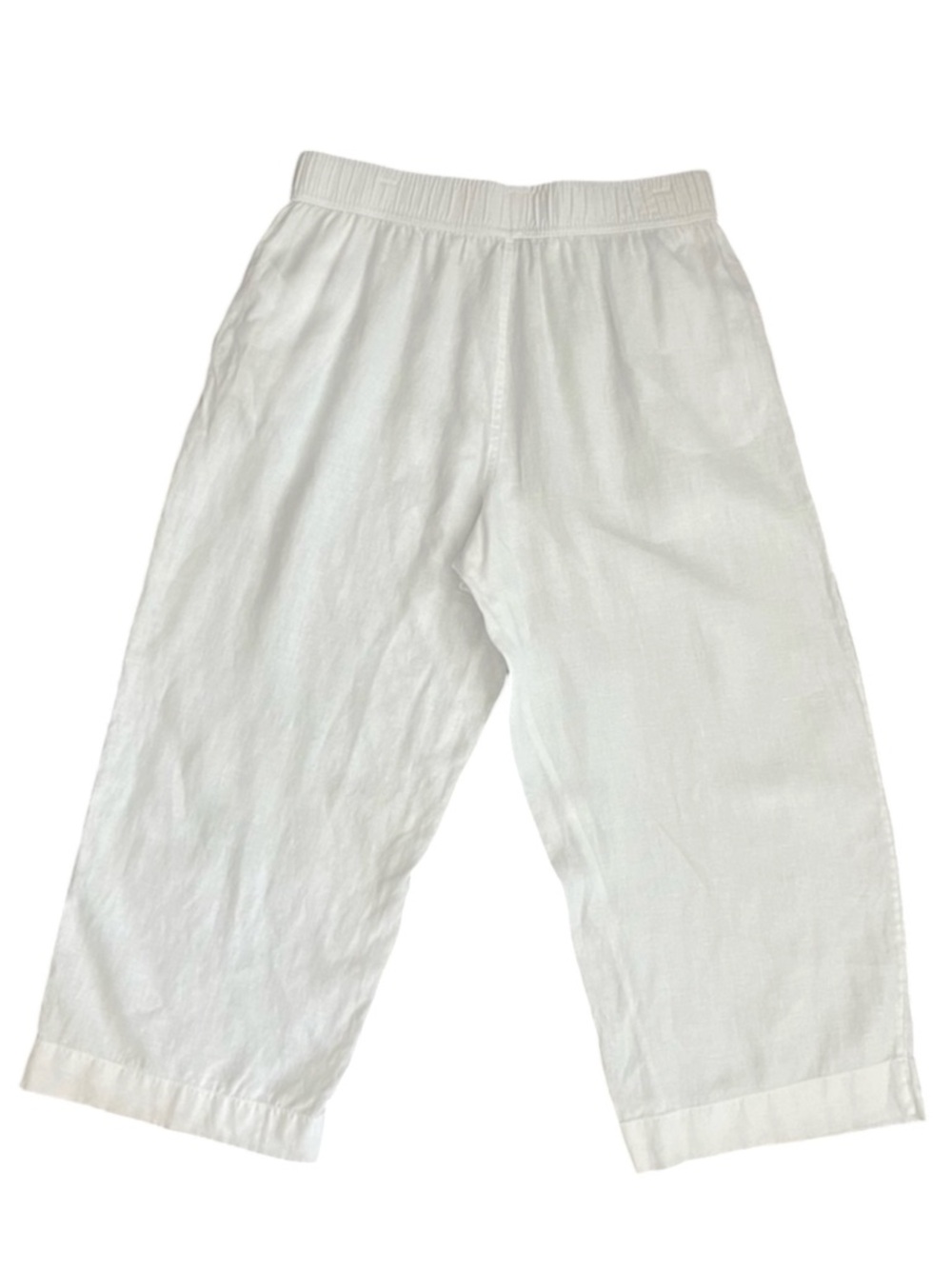 TAHARI ESSENTIAL Classic White Linen Wide-Leg Pants - Beach Relaxed Fit - Size L - Picture 3 of 8